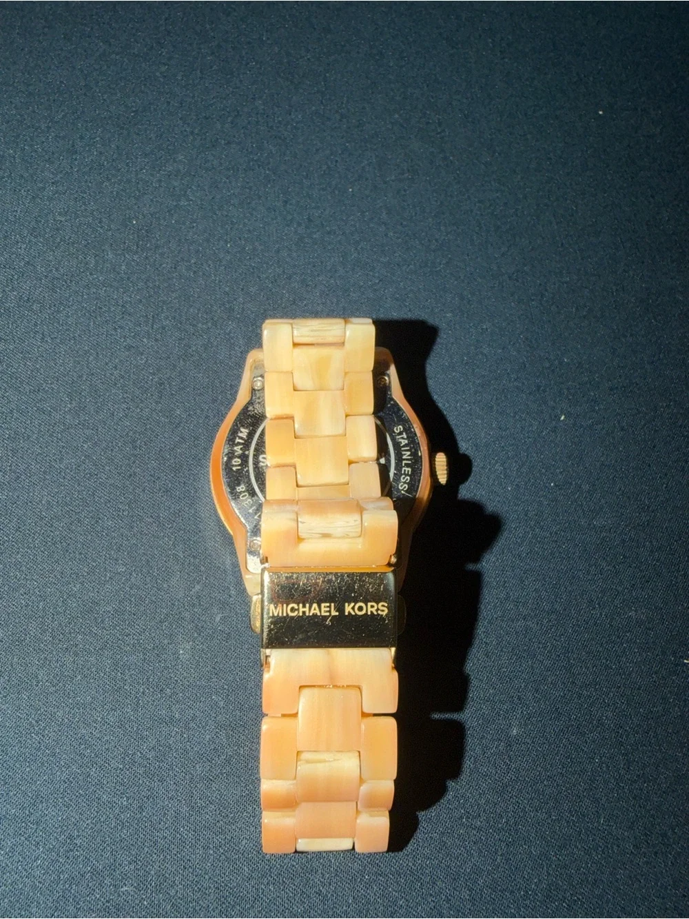 Michael Kors Peach and Gold Resin Chronograph Watch